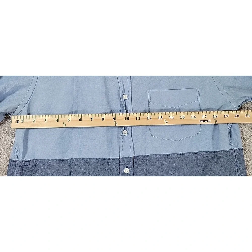 J Crew Shirt Mens L Blue Oxford Long Sleeve Slim Fit Preppy Button Up COLORBLOCK